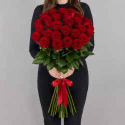 25 красных роз 120 см